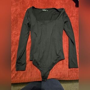 Abercrombie And FITCH Black Long Sleeve Bodysuit L FITS XL Excellent Condition